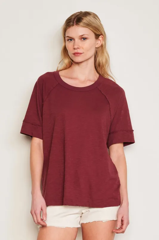 Sundry Boyfriend Tee in Merlot made by Sundry