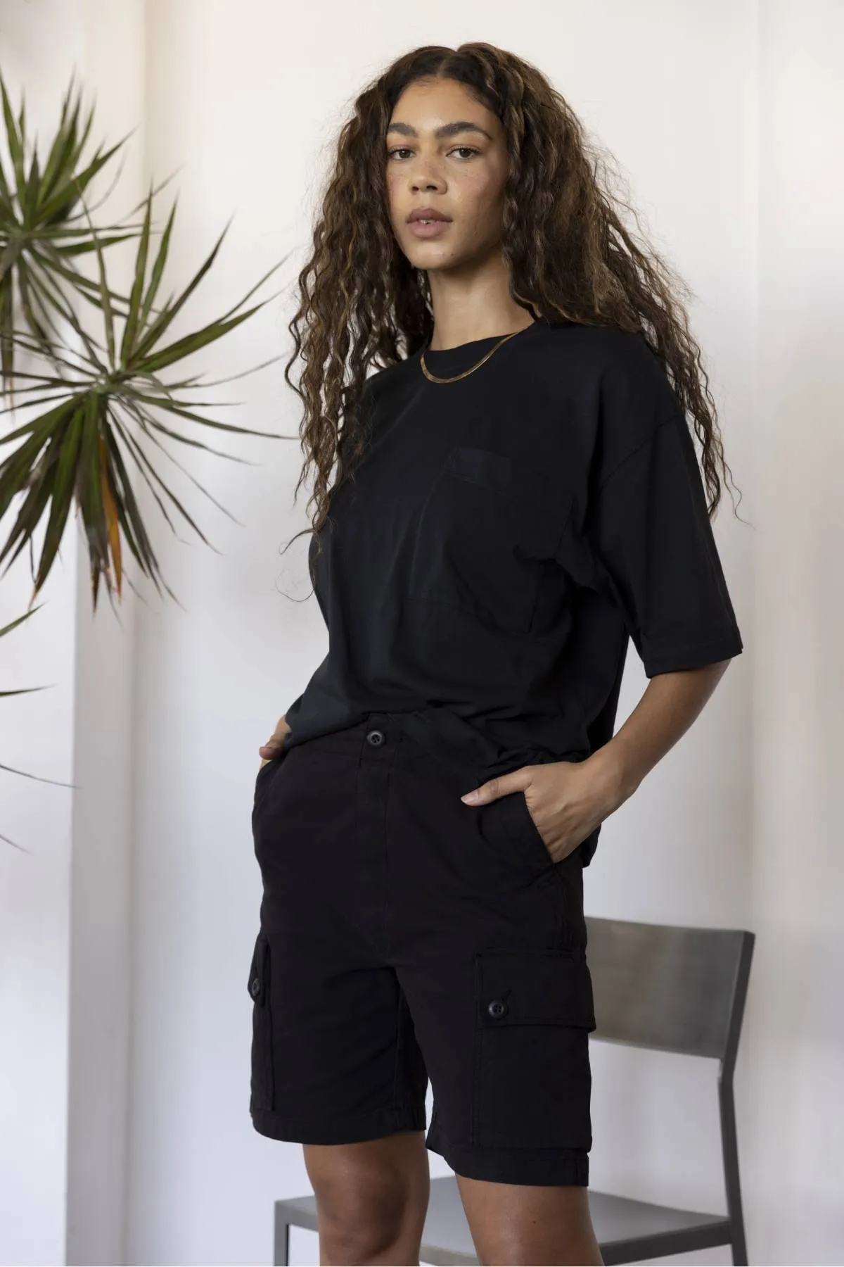 DSTLD Women's Relaxed Tee in Black Beauty sold by Bailey 44