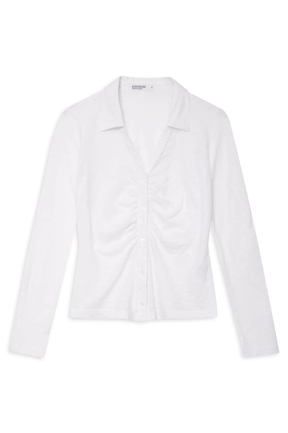Stateside Slub Ruched Front Shirt in White sold by Bailey 44