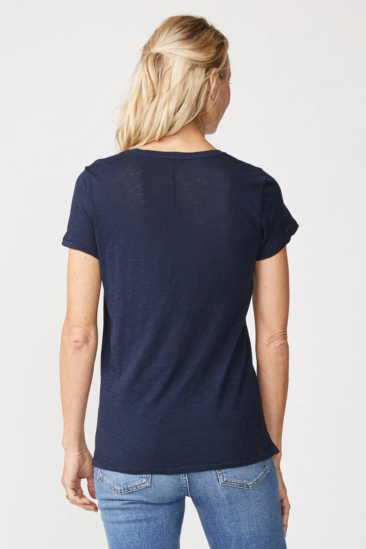 Stateside Supima Slub Short Sleeve V-Neck in New Navy sold by Bailey 44 product image thumbnail 3