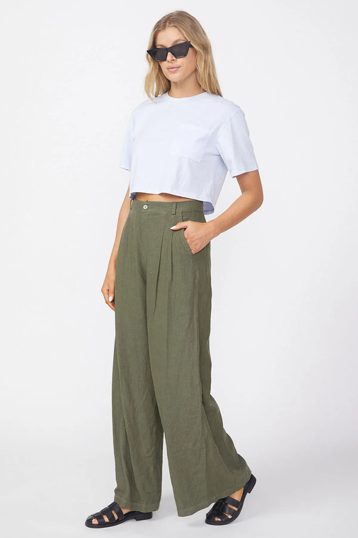 Stateside Linen Wide Leg Trouser in Fern sold by Bailey 44 product image thumbnail 2