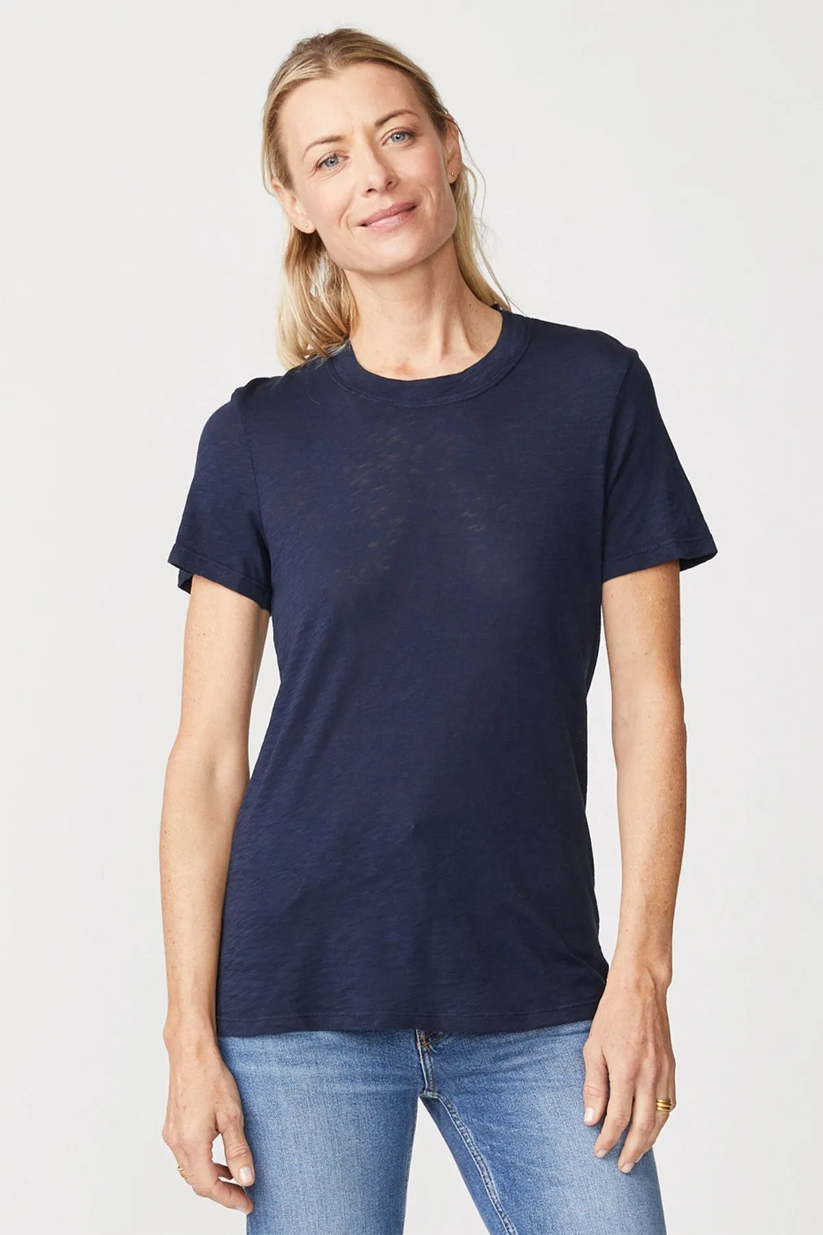 Stateside Supima Slub Short Sleeve Crew in New Navy sold by Bailey 44