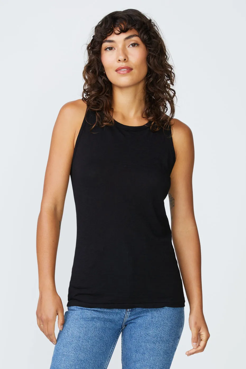 Stateside Supima Slub Jersey Racerback Tank Top in Black sold by Bailey 44