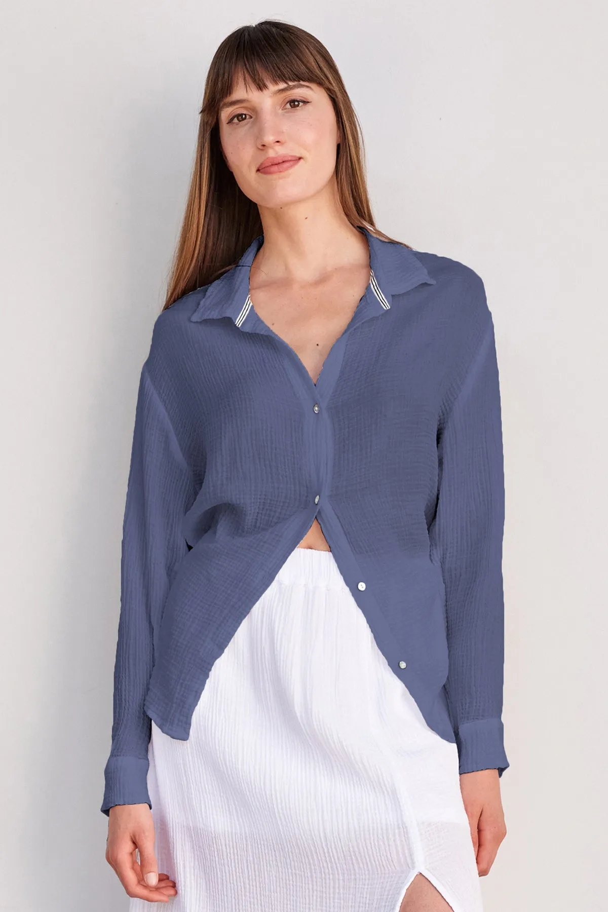 Sundry Long Sleeve Button Down in Navy sold by Bailey 44