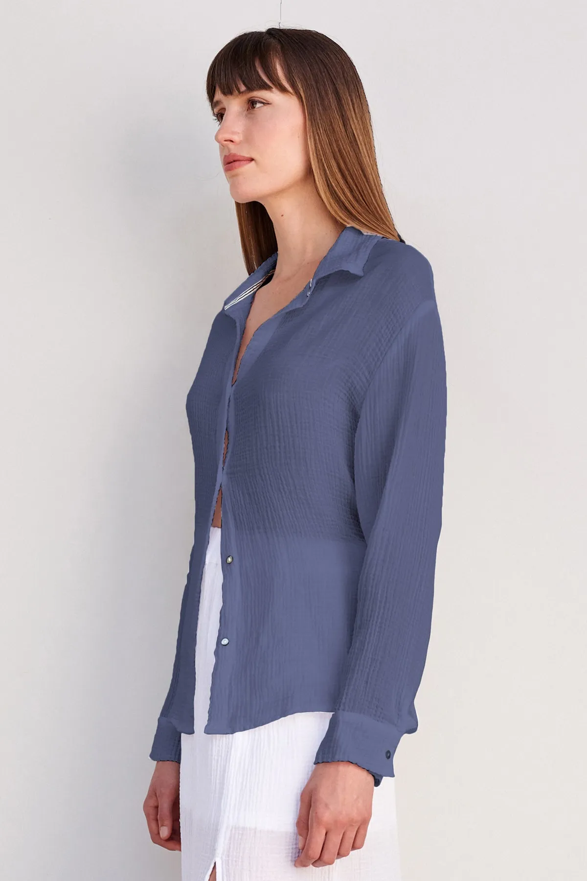 Sundry Long Sleeve Button Down in Navy sold by Bailey 44 product image thumbnail 2