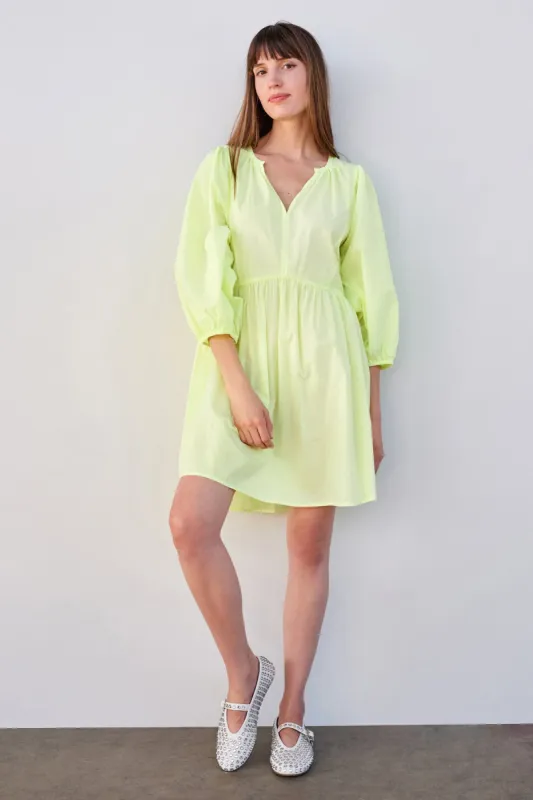 Sundry Mini V-Neck Dress in Pigment Lime made by Sundry