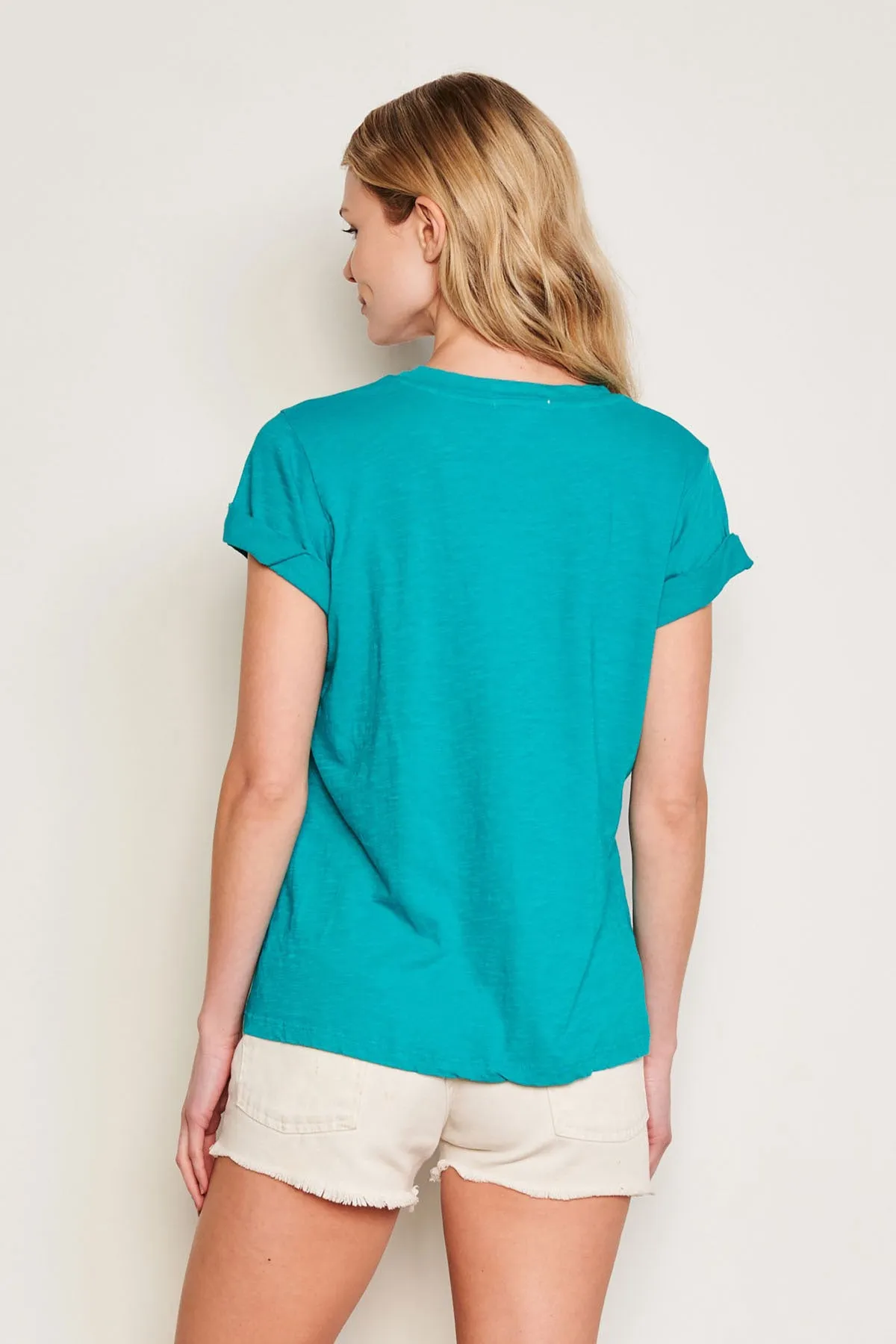 Sundry Venice Rolled Sleeve Tee in Intense Teal sold by Bailey 44 product image thumbnail 4