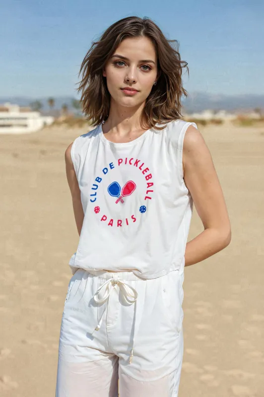 Sundry Club Muscle Tank in Cream sold by Bailey 44