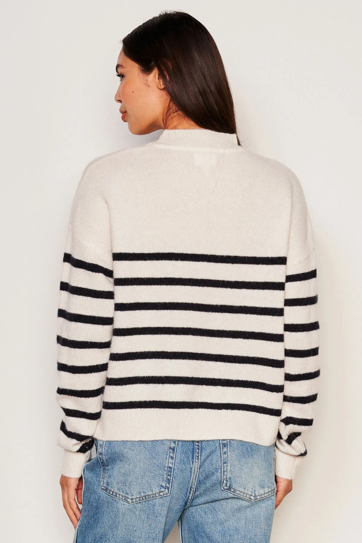 Sundry Stripes Mock Neck Cozy Sweater in Oyster sold by Bailey 44 product image thumbnail 4