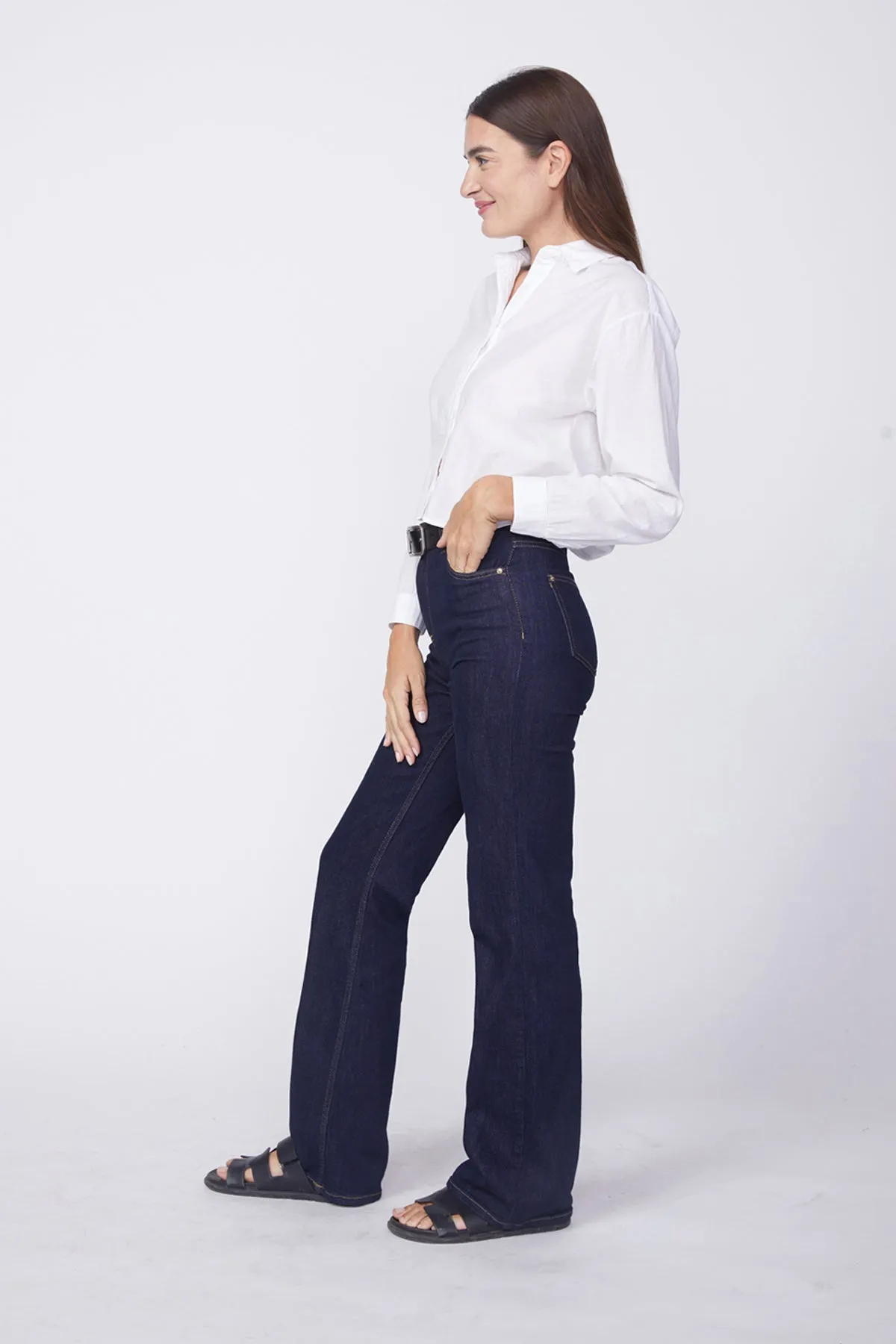 Stateside Voile Elastic Back Cropped Shirt in White sold by Bailey 44 product image thumbnail 2
