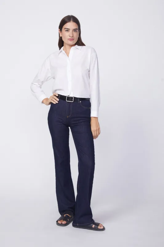 Stateside Voile Elastic Back Cropped Shirt in White sold by Bailey 44