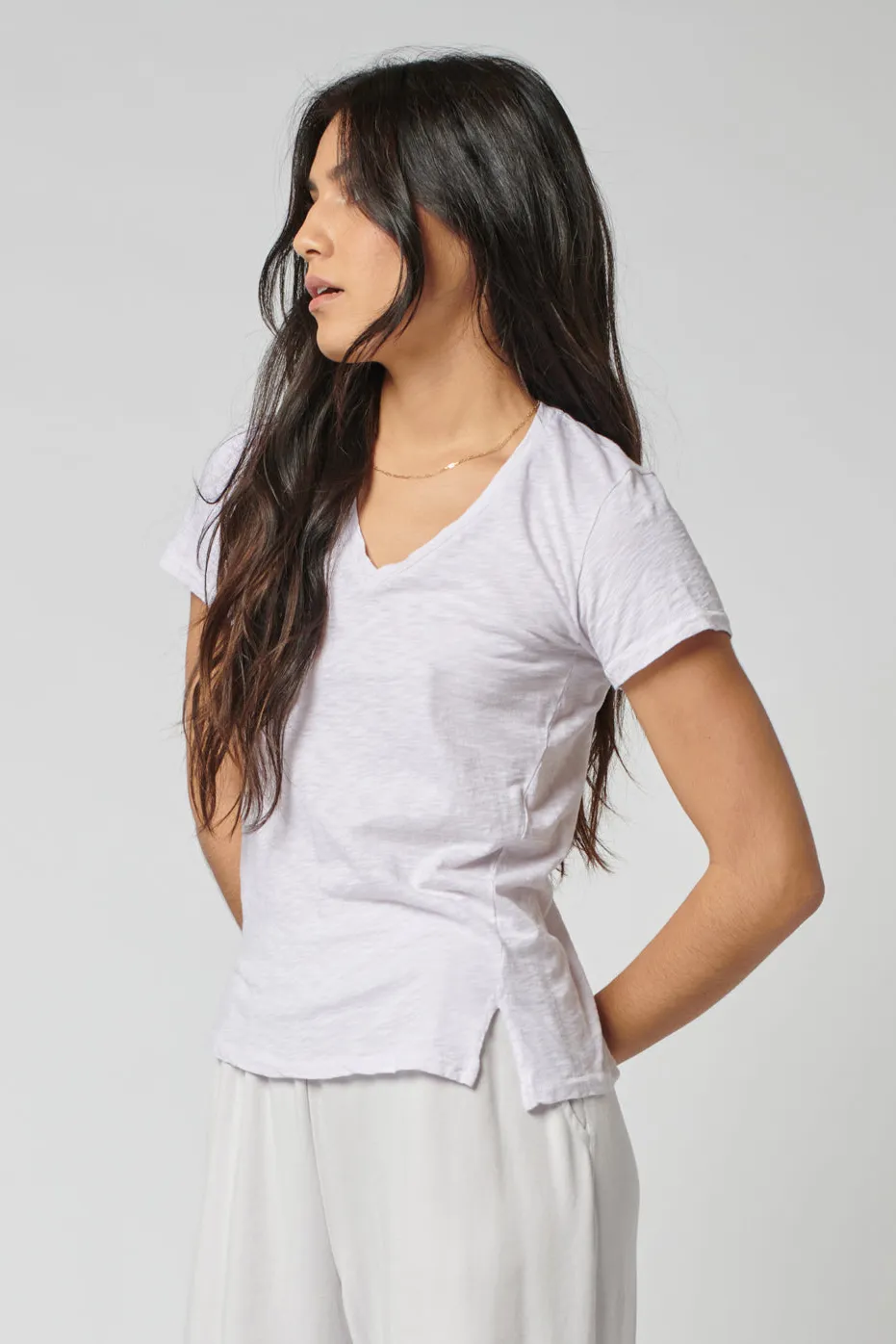 Stateside Supima Slub Short Sleeve V-Neck T-Shirt in White sold by Bailey 44 product image thumbnail 2