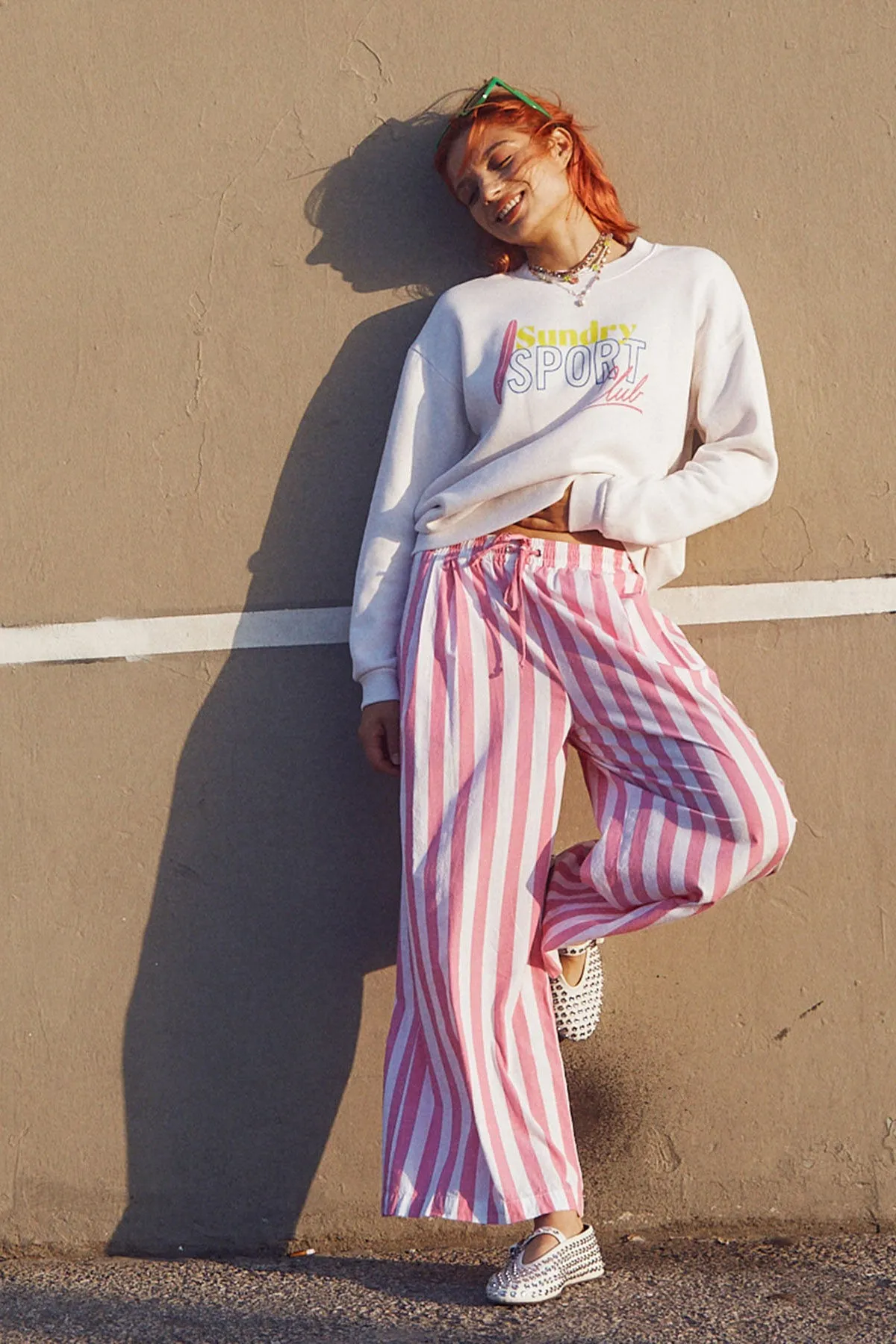 Sundry Sport Club Sweatshirt in Cream sold by Bailey 44