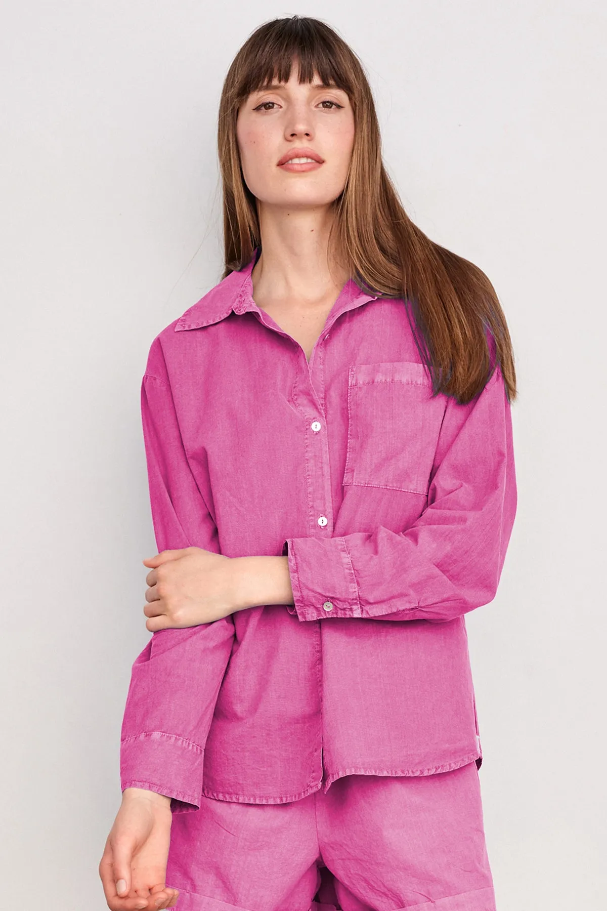 Sundry Voile Button Down in Pigment Magenta sold by Bailey 44