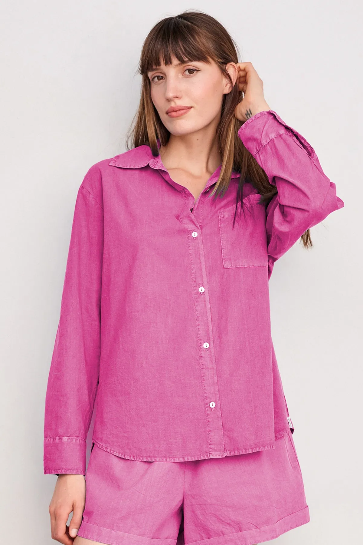 Sundry Voile Button Down in Pigment Magenta sold by Bailey 44 product image thumbnail 4
