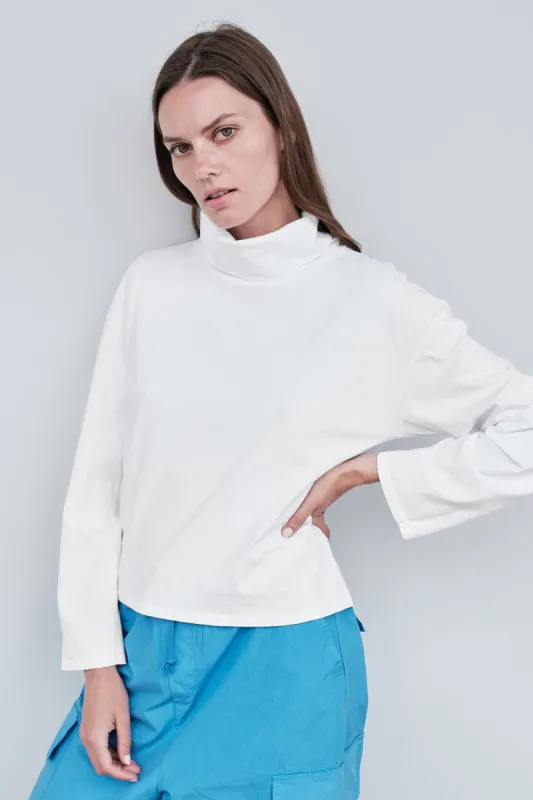 Stateside Cloud Jersey Cowl Neck Cropped Long Sleeve in Paper sold by Bailey 44
