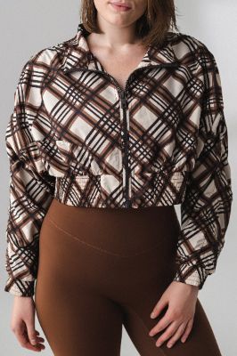 The Ethos Jacket - Cocoa Plaid  - Revitalized sold by Balance Athletica