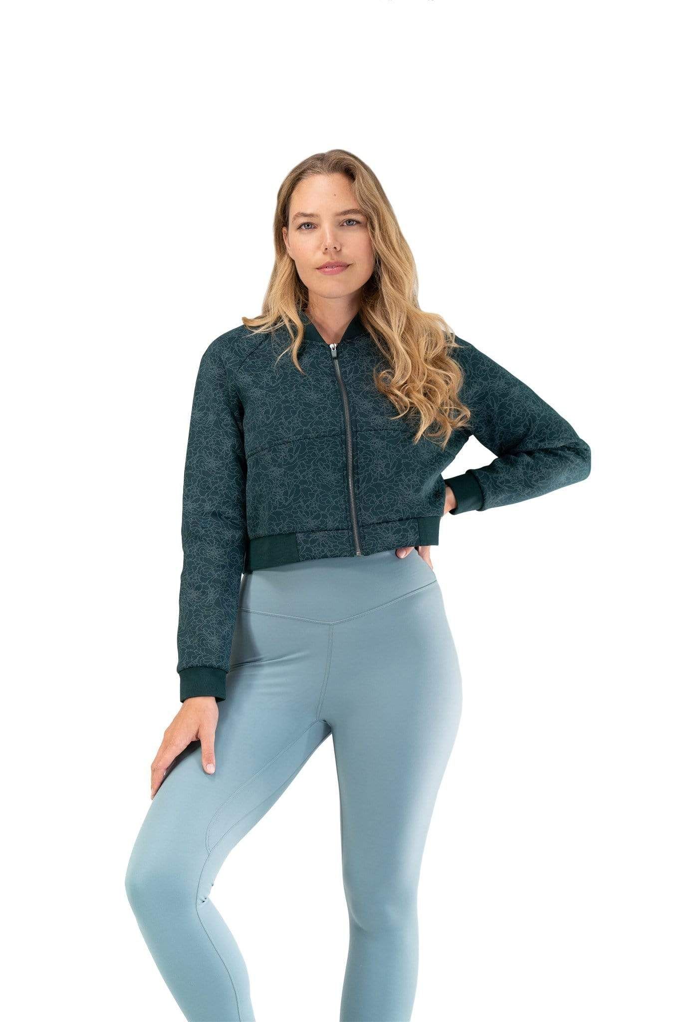 The Women's Flight Jacket - Deep Sea - Fleur - Revitalized sold by Balance Athletica