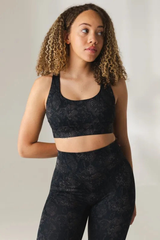 Vitality Revive Racer Bra - Midnight Serpent sold by Balance Athletica