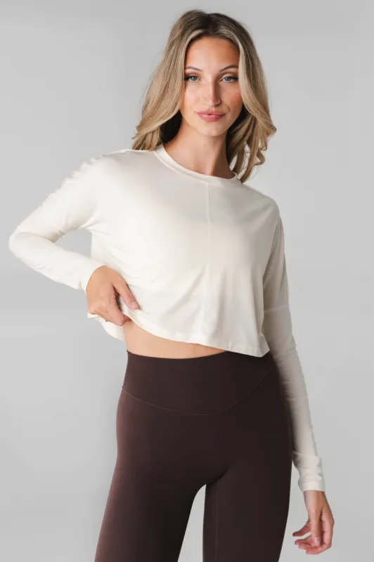 Vitality Versa® Open Back Long Sleeve - Oat sold by Balance Athletica