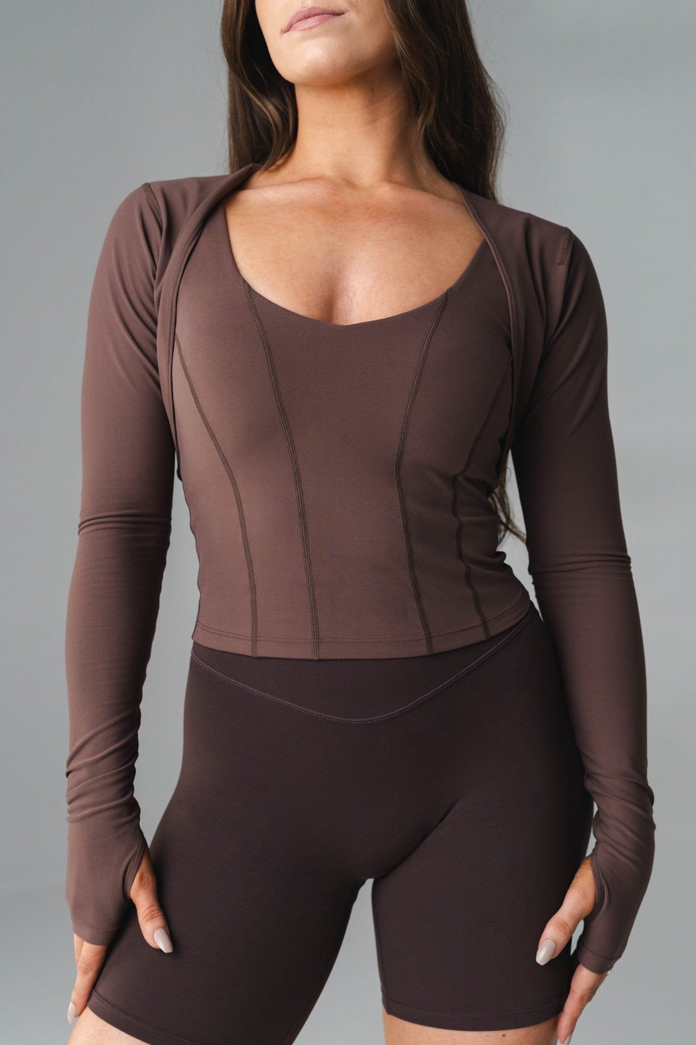 Cloud II™ Shrug - Cocoa Contrast sold by Balance Athletica product image thumbnail 3