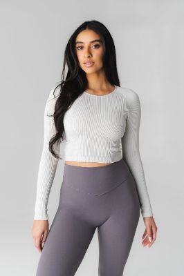 Synergy Open Back Long Sleeve - Ash  - Revitalized sold by Balance Athletica