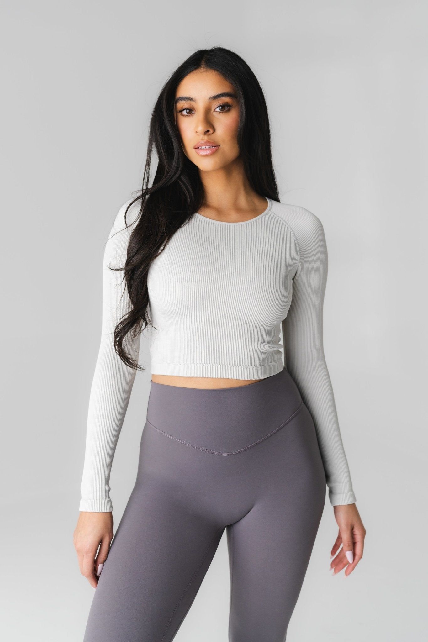 Synergy Open Back Long Sleeve - Ash - Revitalized sold by Balance Athletica