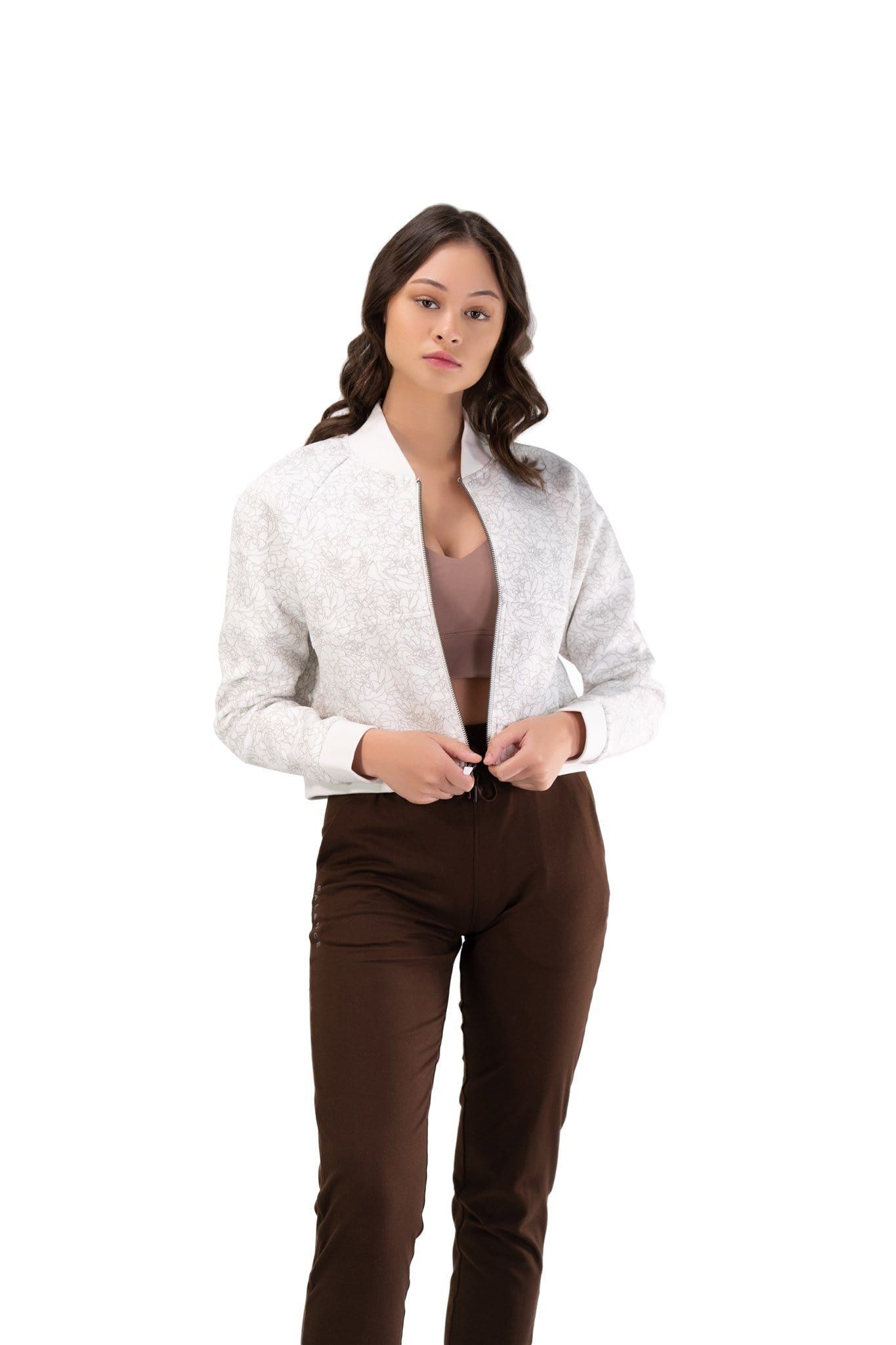 The Women's Flight Jacket - Cloud - Fleur - Revitalized sold by Balance Athletica