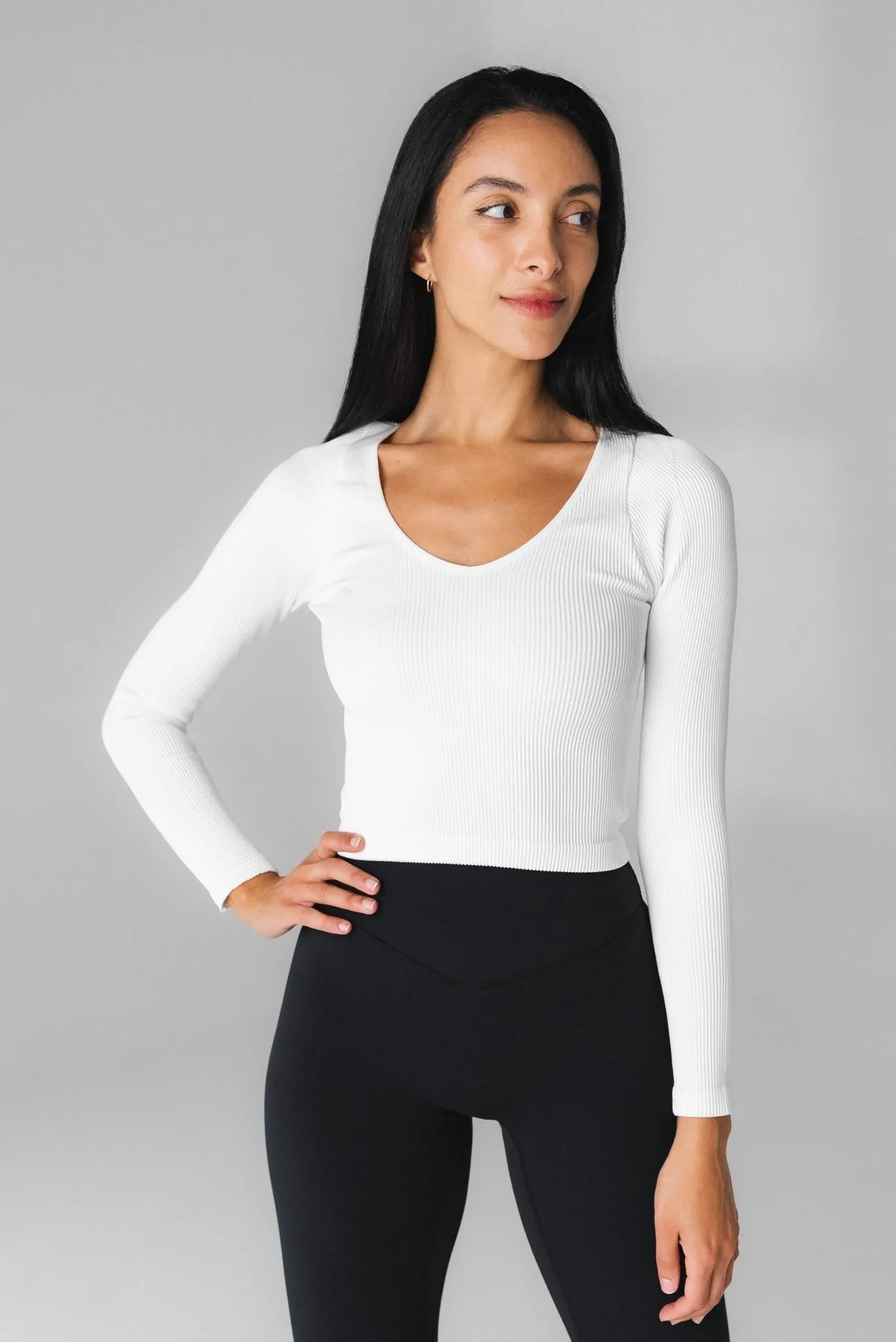 Vitality Synergy® V Long Sleeve - Snow sold by Balance Athletica