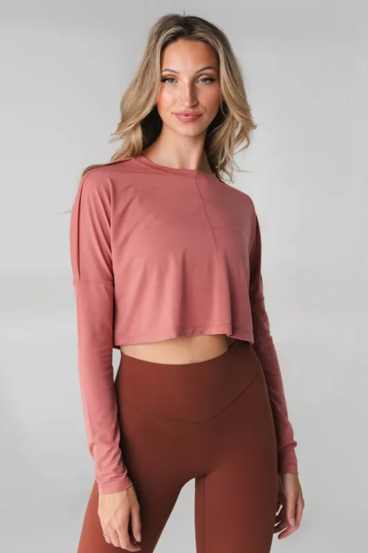 Vitality Versa®  Open Back Long Sleeve - Terracotta sold by Balance Athletica