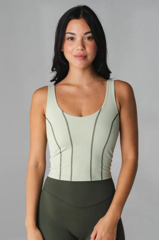 Cloud II™ Corset Tank - Sage Contrast sold by Balance Athletica