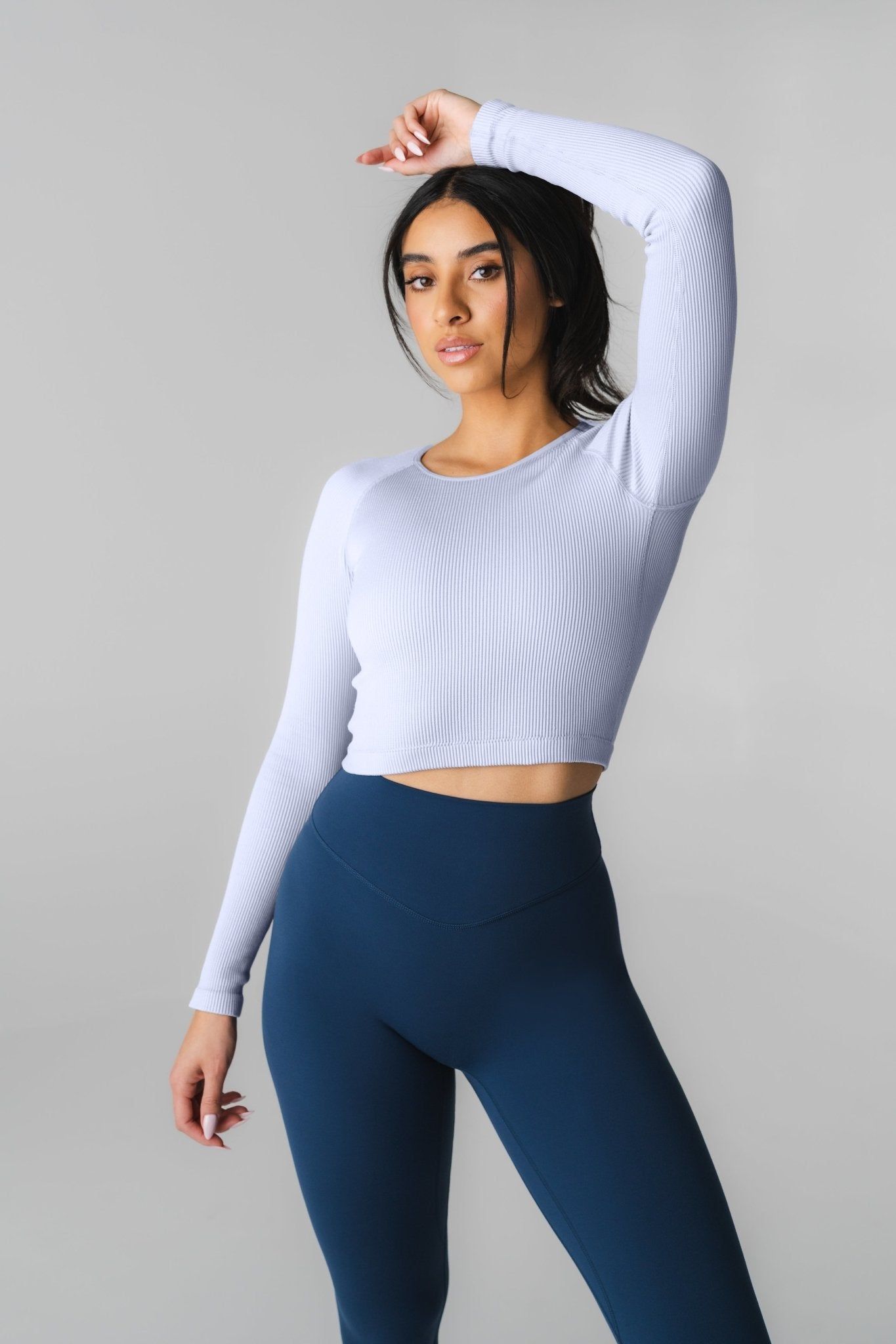 Synergy Open Back Long Sleeve - Sky - Revitalized sold by Balance Athletica