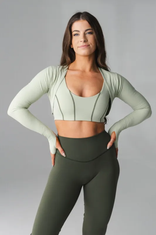 Cloud II™ Shrug - Sage Contrast sold by Balance Athletica