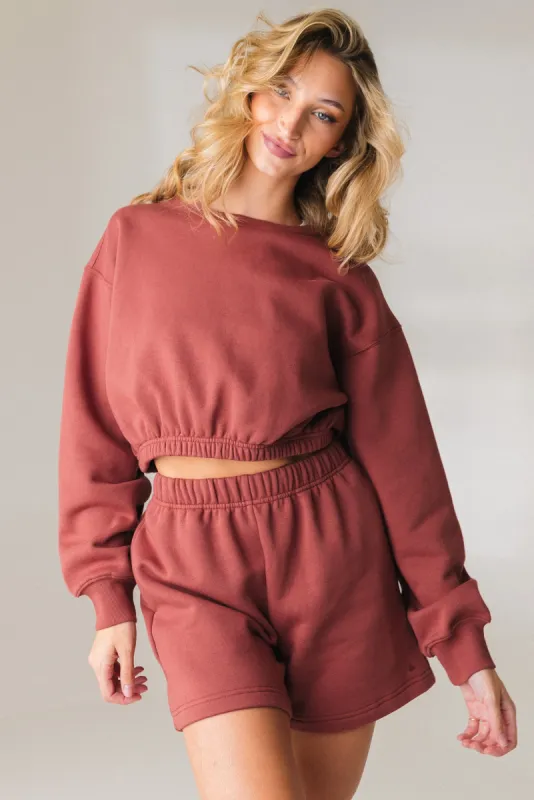 Vitality Cozy® Crop Crew - Rosewood sold by Balance Athletica