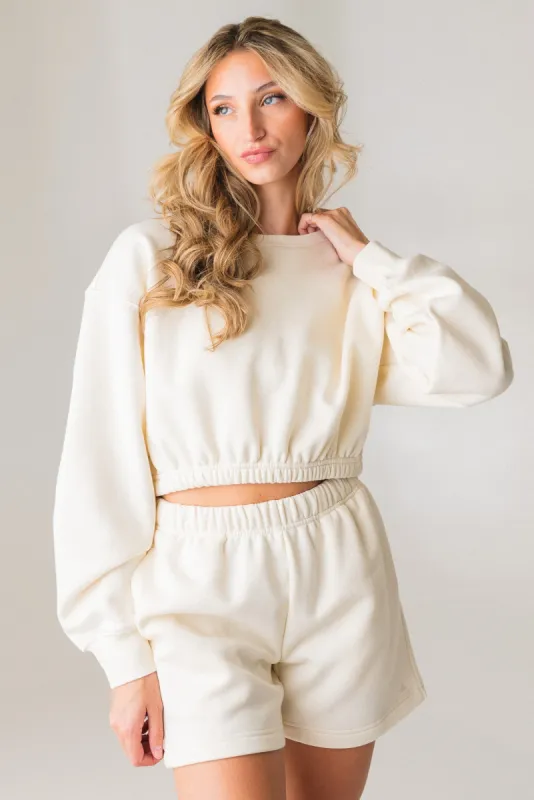 Vitality Cozy Crop Crew - Oat sold by Balance Athletica