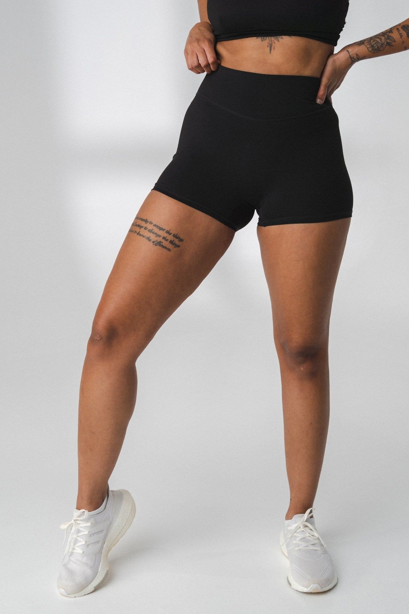 The Cloud Short - Midnight - Black Triangle Logo - Revitalized sold by Balance Athletica