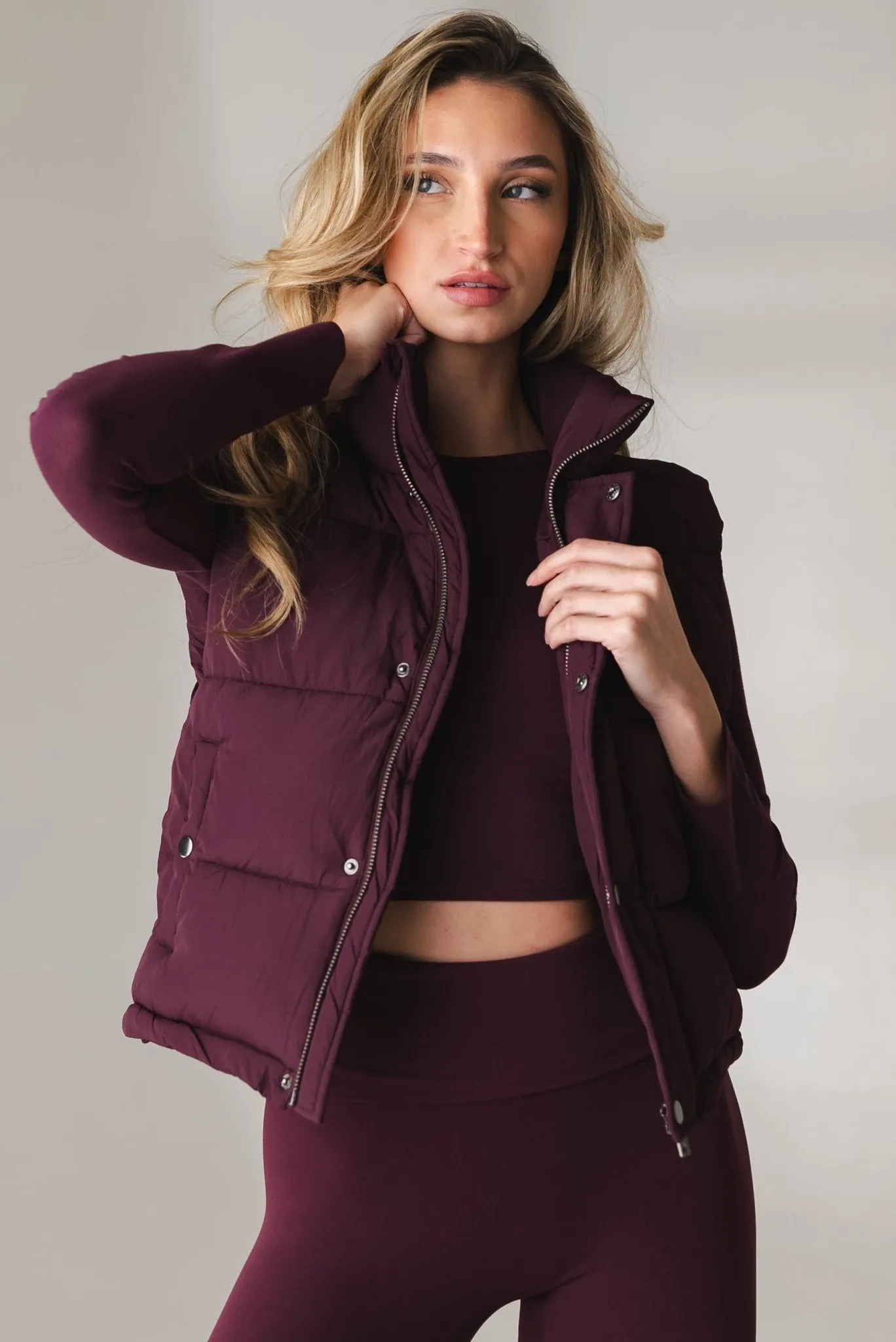 Vitality Puffer Vest - Wine sold by Balance Athletica product image thumbnail 3