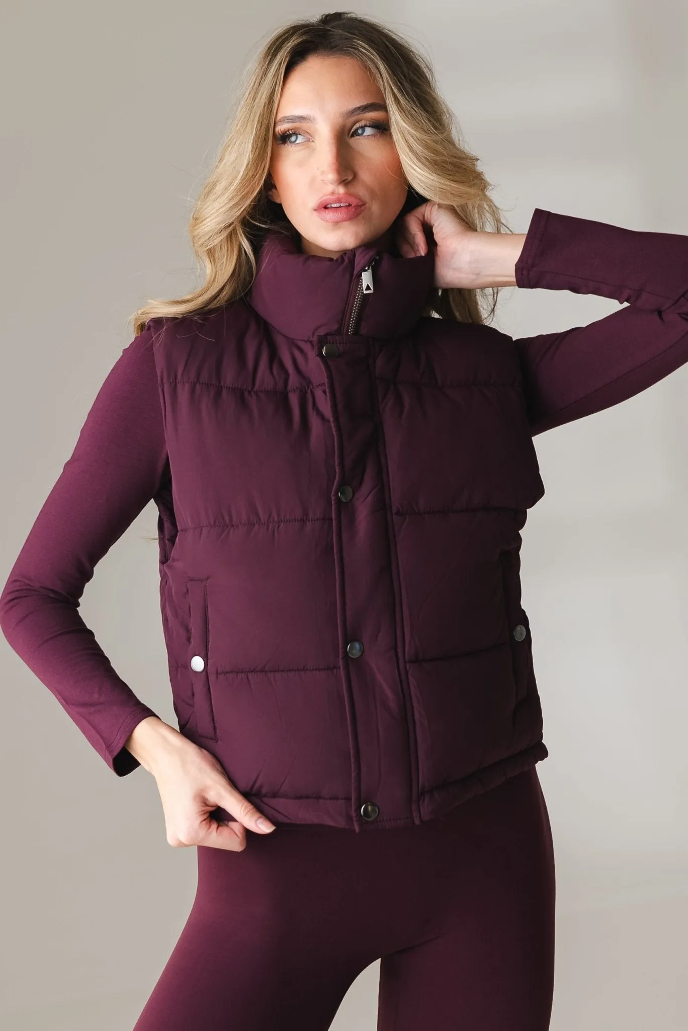 Vitality Puffer Vest - Wine sold by Balance Athletica