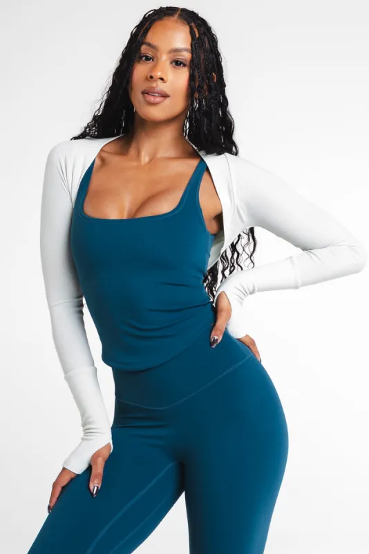 Vitality Easy Rib Shrug - Pistachio sold by Balance Athletica