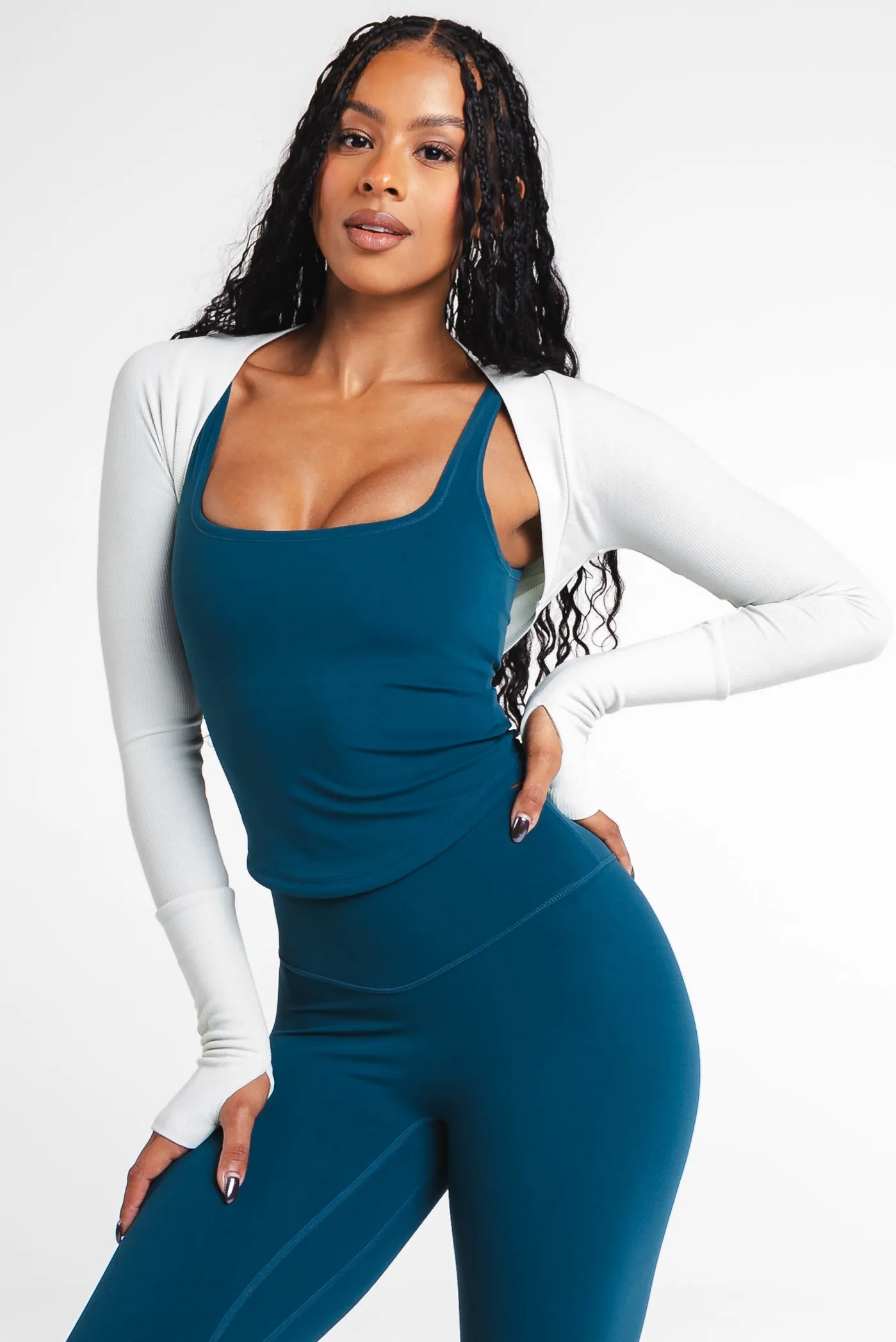 Vitality Easy Rib Shrug - Pistachio sold by Balance Athletica