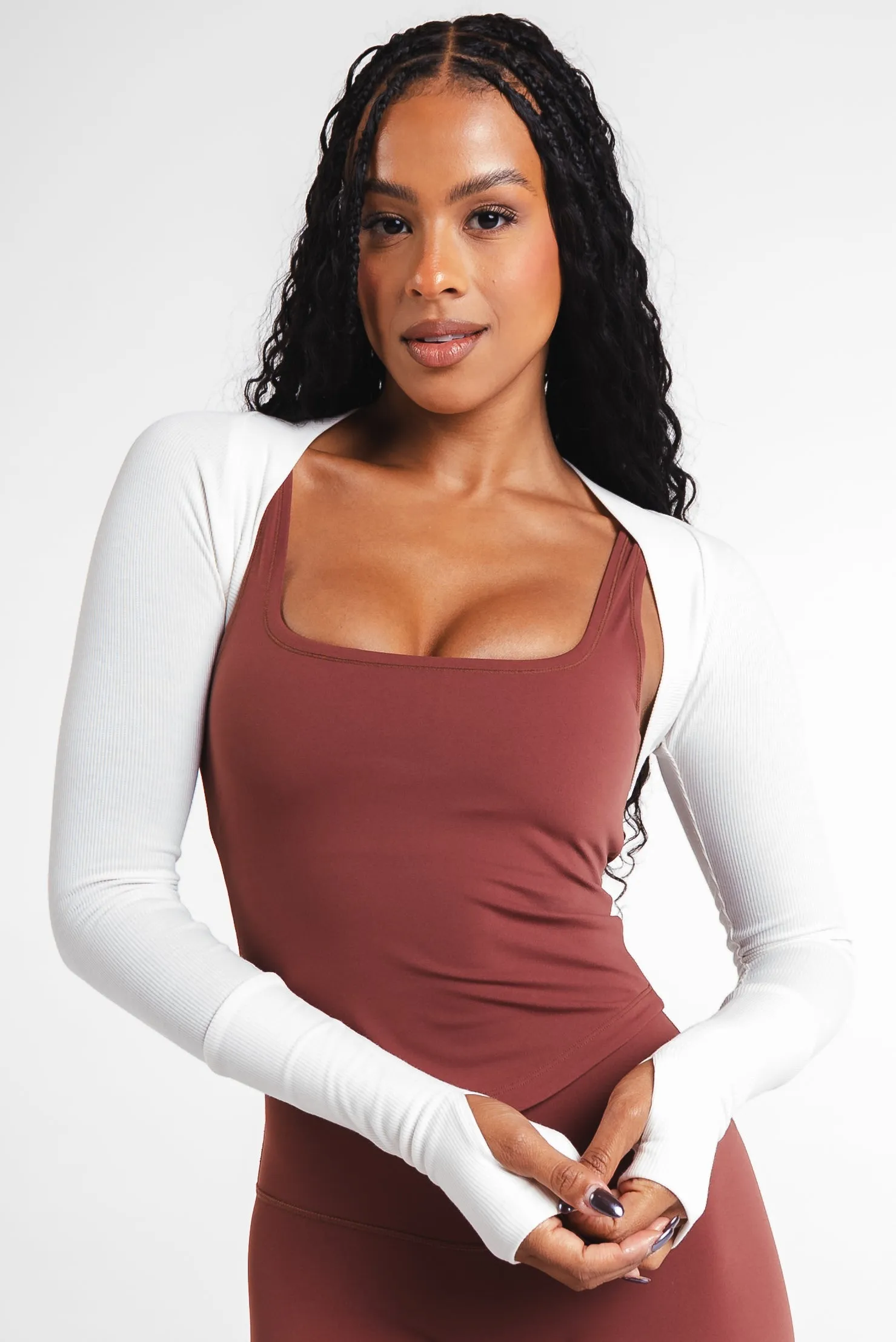 Vitality Easy Rib Shrug - Oat sold by Balance Athletica product image thumbnail 3