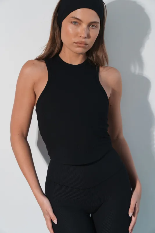 Cloud II™ Rib High Neck Tank - Midnight sold by Balance Athletica