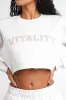 Vitality Cozy® Raw Hem Crop - Oat Marl - Varsity sold by Balance Athletica