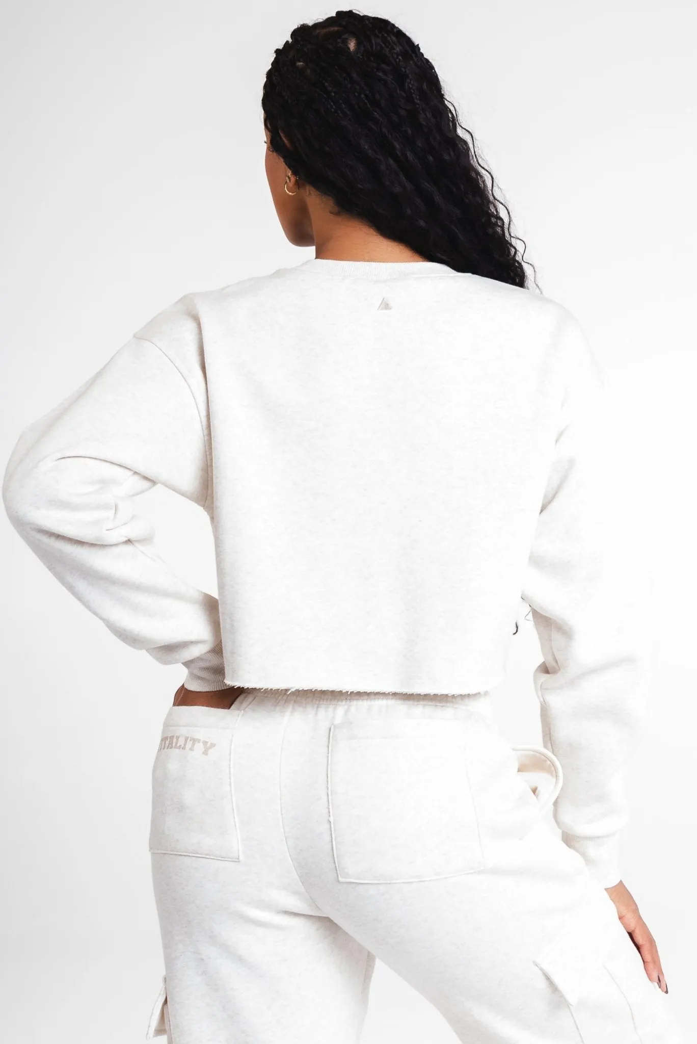Vitality Cozy® Raw Hem Crop - Oat Marl - Varsity sold by Balance Athletica product image thumbnail 5
