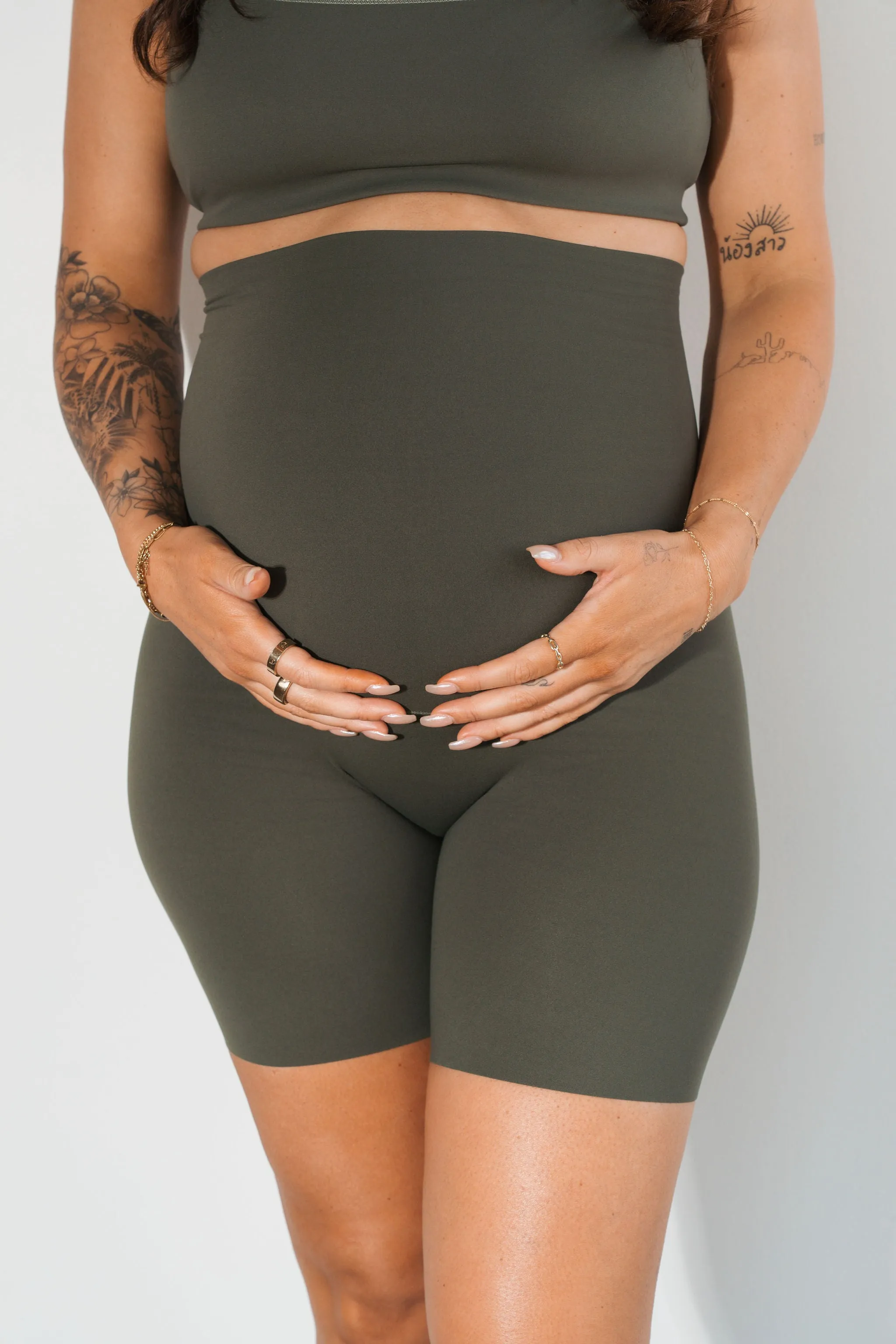 Cloud II™ Maternity Rider Short - Olive sold by Balance Athletica