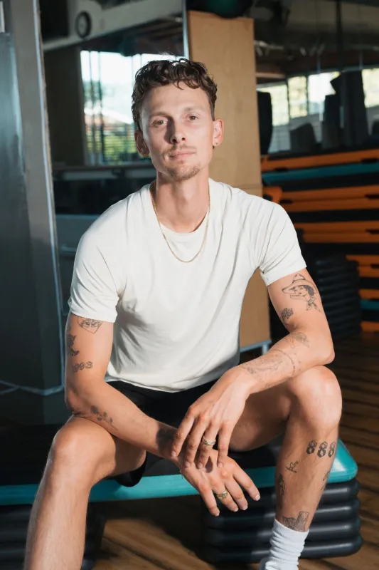 Vitality Vent Men's Crew Tee - Oat sold by Balance Athletica