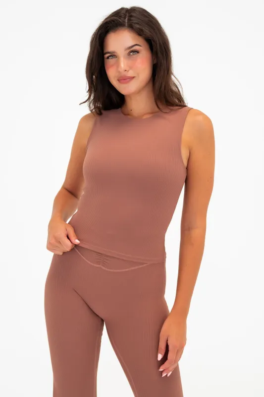 Cloud II™ Rib Crew Tank - Sepia sold by Balance Athletica