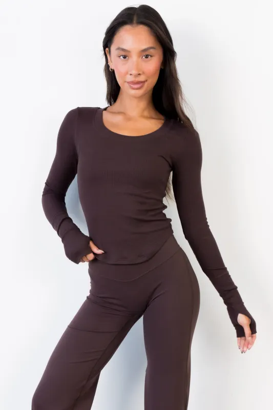 Vitality Essential Rib Scoop Top - Espresso made by Vitality