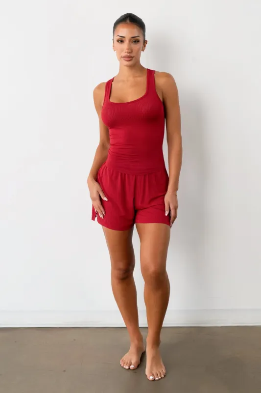 Vitality Float Rib Boxer Short - Crimson made by Vitality