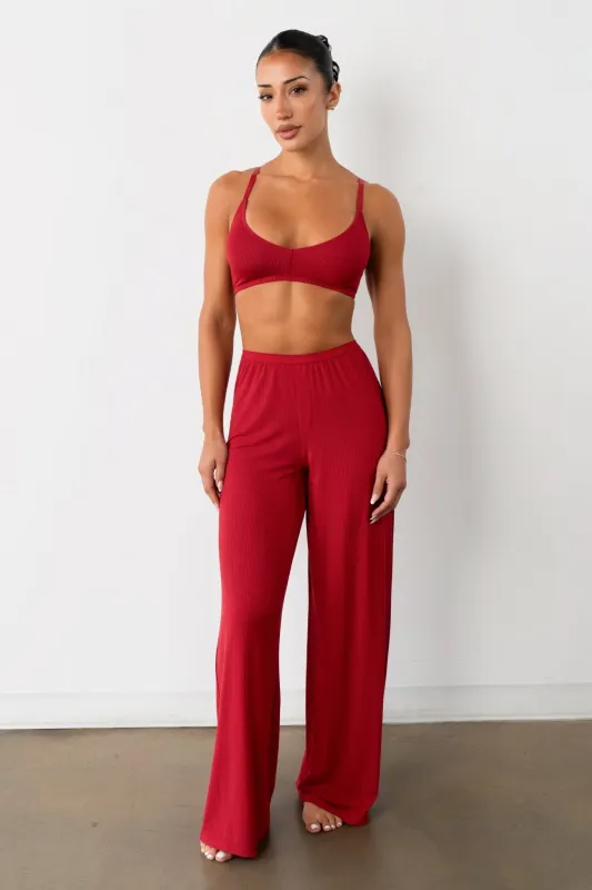 Vitality Float Rib Boxer Pant - Crimson made by Vitality
